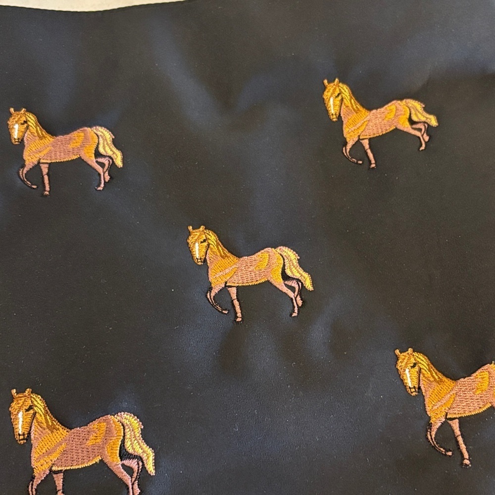 Black Tote Bag with Horse Embroidery - Picture 3 of 9